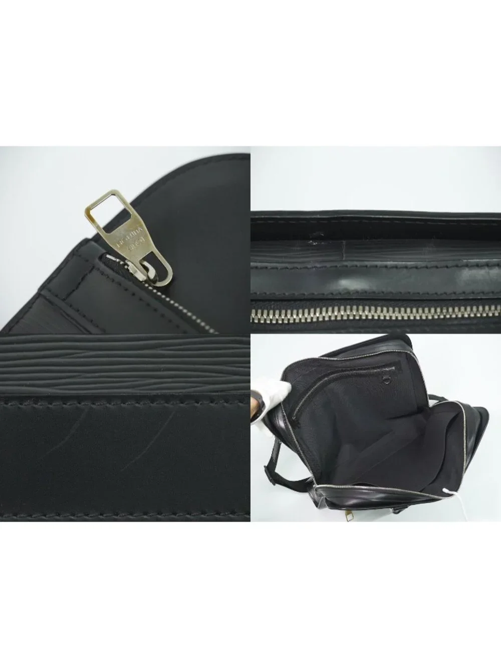 Louis Vuitton LV Bassano MM Epi Leather 2-Way Business Bag Handbag Noir Black